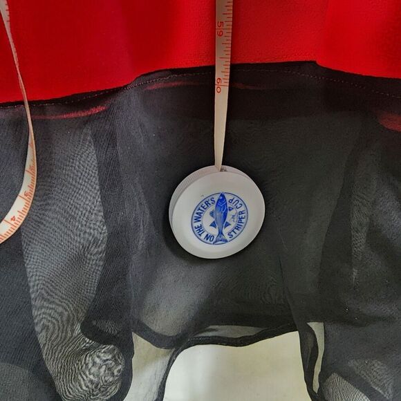 Vtg Lets Fashion Red Beaded Gown Bottom Black Chiffon Size XL 90s Y2k Vampire - Picture 6 of 7